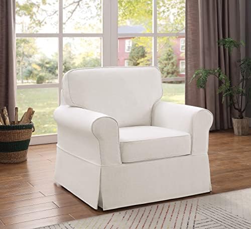 OSP Home Furnishings Ashton Rolled Arm Chair with Slipcover, White