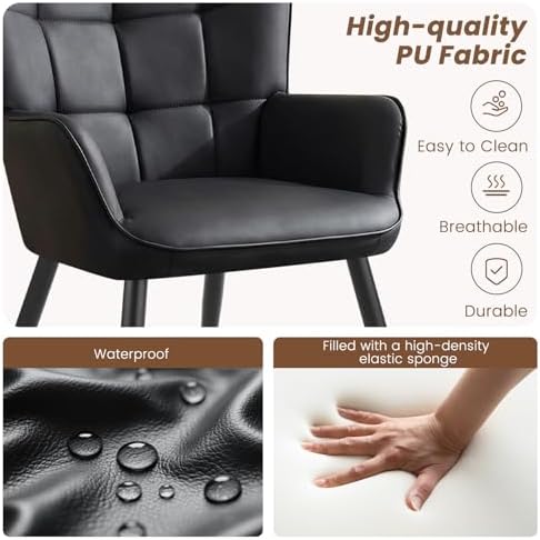 Furniliving PU Leather Armchair, Modern Mid Century Accent Chair with Backres...