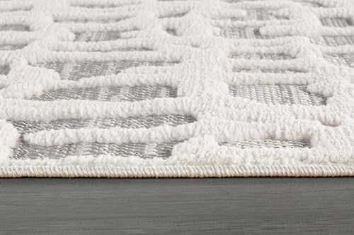 Beverly Rug Micro Loop Area Rug Gray/White 8x10 Abstract Modern Luxury Irregu...