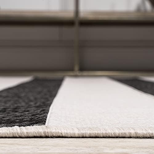 JONATHAN Y Wide Stripe Indoor Outdoor Area Rug 8X10 Black/Cream, Aveiro for B...