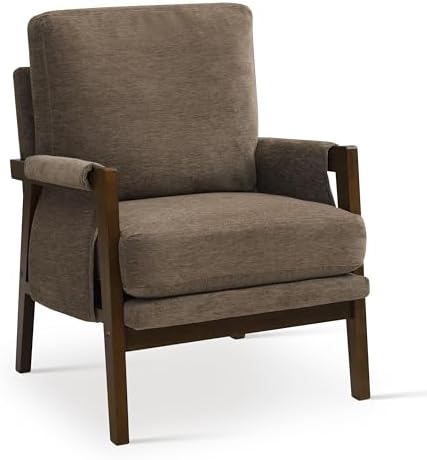 RNKSFX Dark Brown Accent Chair for Bedroom & Living Room, Mid Century Mod...