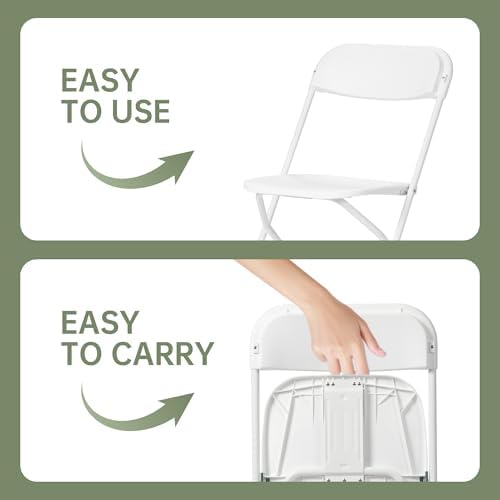 100 PCS Plastic Folding Chair, Portable Commercial Chair, Heavy-Duty Plastic ...