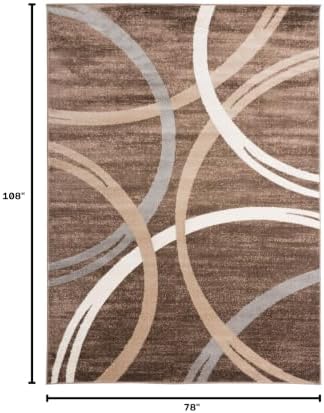 Rugshop Wavy Circles Modern Fade-Resistant Area Rug Brown 6'6" x 9'