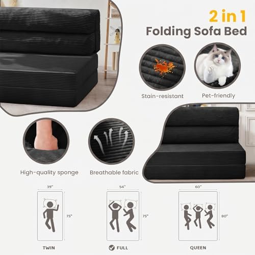JUIKURY Folding Sofa Bed, Convertible Sleeper Chair with Pilow Foldable Matre...