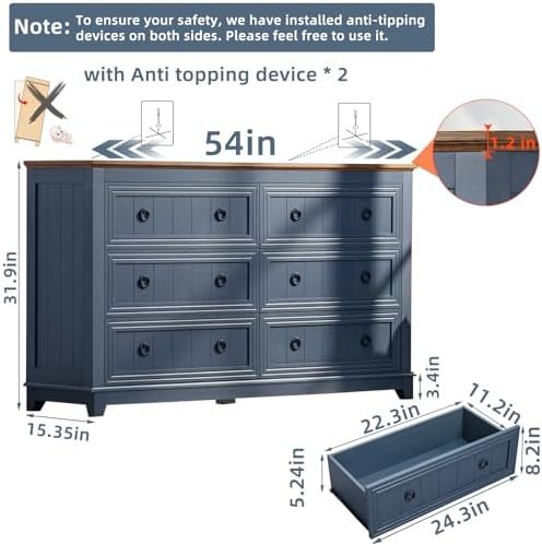 Joaxswe Farmhouse Dresser and Nightstand Set 3 for Bedroom