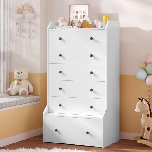 ADORNEVE Tall 6 Drawer White Modern Dresser