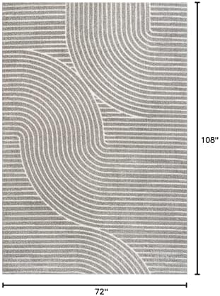 JONATHAN Y Hallie High-Low Curve Gray/Ivory Indoor/Outdoor Area Rug, 6x9, Min...