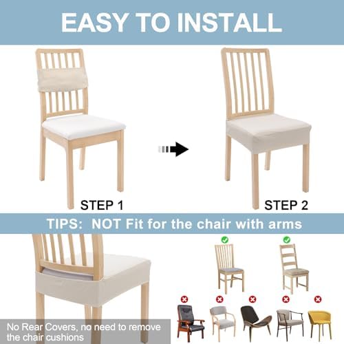 Smiry Stretch Jacquard Seat Covers for Dining Room Chairs Set of 6