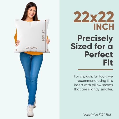 Pillowflex Synthetic Down Pillow Insert 22x22 in - Karate Chop Pillow | Large...
