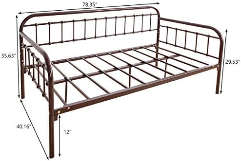 HOMERECOMMEND Metal Twin Daybed Frame for Living Room,Dark Copper