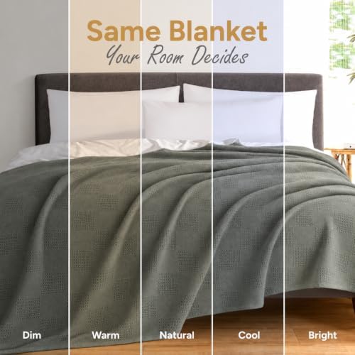 100% Cotton Blanket King Size Thermal Blanket (108"x90") - Lightwei...