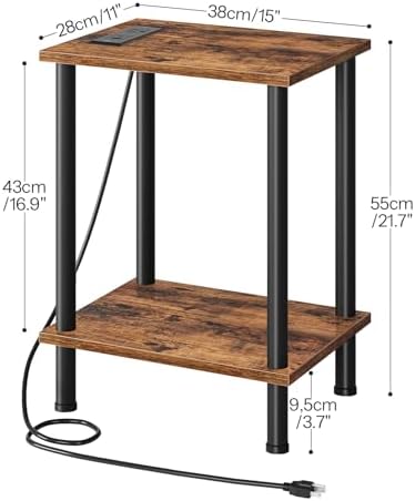 HOOBRO Side Table with Charging Station, Set of 2 End Tables with USB Port an...