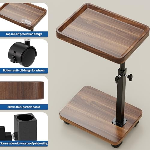 C Table End Table Adjustable Height, 360°Swivel TV Tray Table for Small Space...