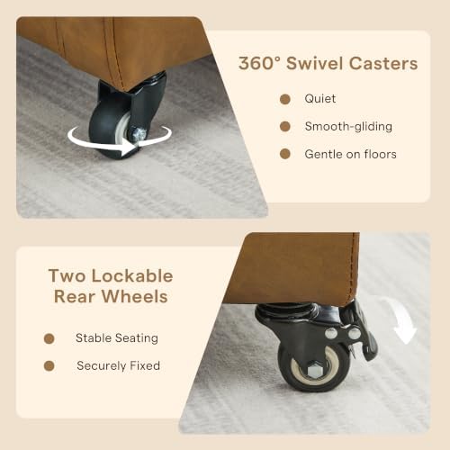 Dining Chair with Wheels, Modern Upholstered Dining Room Chair
