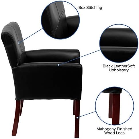 Flash Furniture LeatherSoft Reception Chair, Black/Mahogany