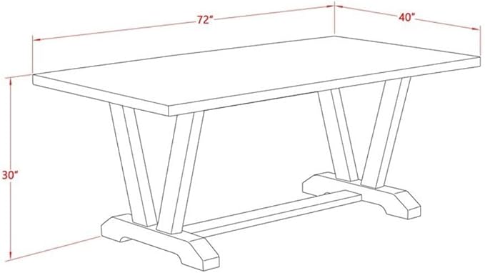 East West Furniture VT727 V-Style Kitchen Table - a Rectangle Dining Table To...