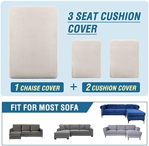 H.VERSAILTEX Sectional Couch Covers 3 Pieces Sofa Seat Cushion Covers L Shape...