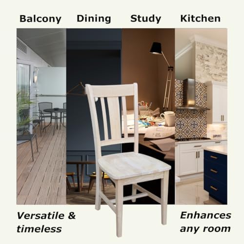 IC International Concepts Set of 2 San Remo Solid Wood Chairs, Unfinished