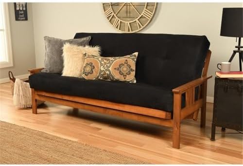 Pemberly Row 7" Full Size Futon Mattress Replacement, Suede Fabric Sleep...