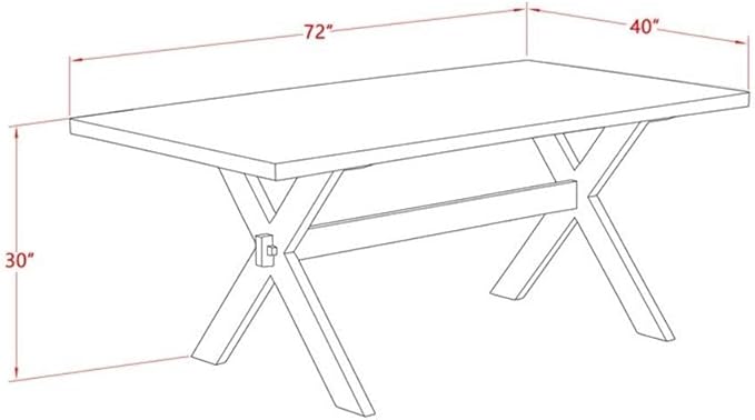 East West Furniture XT777 X-Style Mid-Century Modern Dining Table - a Rectang...