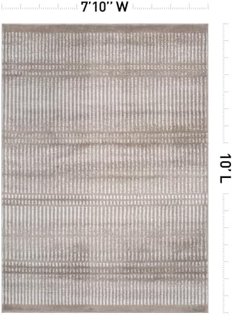 Rugshop Contemporary Stripe Lines High Traffic Area Rug Beige 7'10" ...