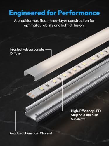 Cefrank LED Display Case Lights, 4-Pack Plug-in Cabinet Light Kit, 6000K