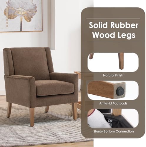 COLAMY Modern Wingback Living Room Chair, Upholstered Fabric Accent Armchair,...
