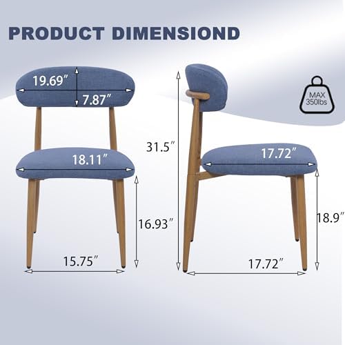 FREKEN Modern Upholstered Dining Chairs Set of 6, Mid-Century Metal Frame wit...