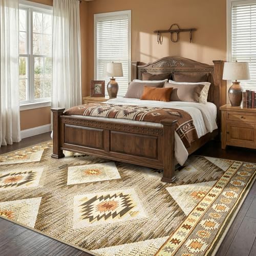 BESTSWEETIE Area Rug 9x12 Machine Washable Non-Slip Low Pile Print Pattern We...