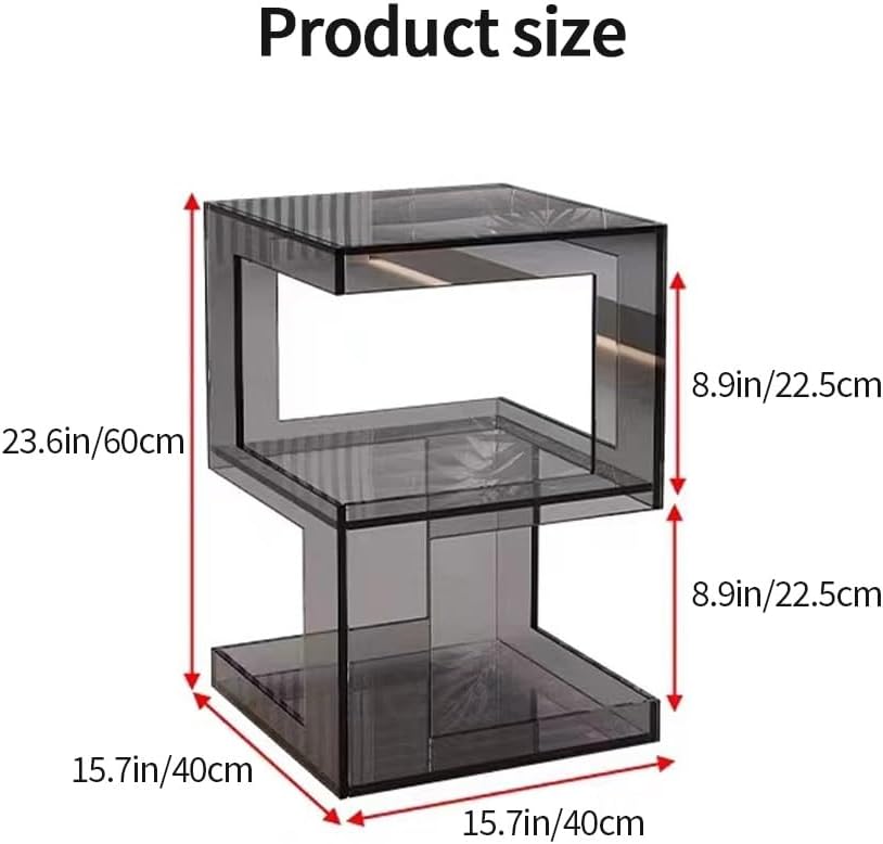 Acrylic Side Table, Clear Coffee Table with Storage, Multifunctional End Tabl...