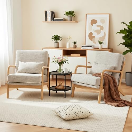 Claiks Mid-Century Modern Accent Chair, Living Room Armchair with Solid Wood ...