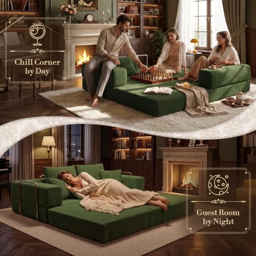 Convertible Futon Sofa Bed - Boneless Couch for Living Room with High Backres...
