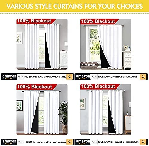 NICETOWN White 100% Blackout Lined Curtains for Kitchen 52x63 Inches 1 Pair