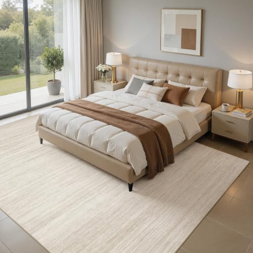 9x12 Area Rug Living Room Washable Rugs, Abstract Beige