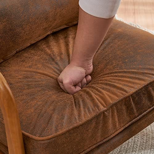 Bonnlo Microfiber Rustic Accent Chairs Set of 2, Upholstered Mid Century Mode...