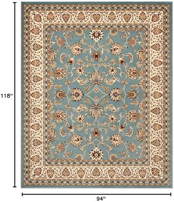 Well Woven Barclay Collection Sarouk Light Blue 8x10 Area Rug - for Living Ro...