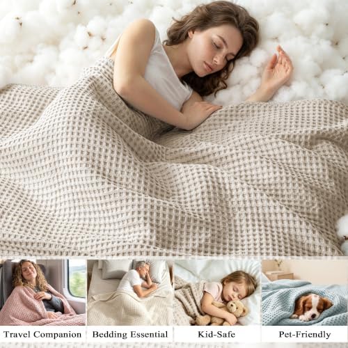 Exclusivo Mezcla 100% Cotton Blanket Queen Size for Bed, Khaki