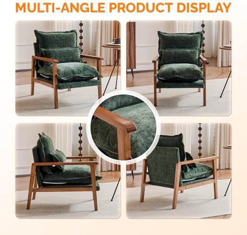 VINGLI Mid-Century Modern Cloud Accent Armchairs set of 2 with Lumbar Pillow,...