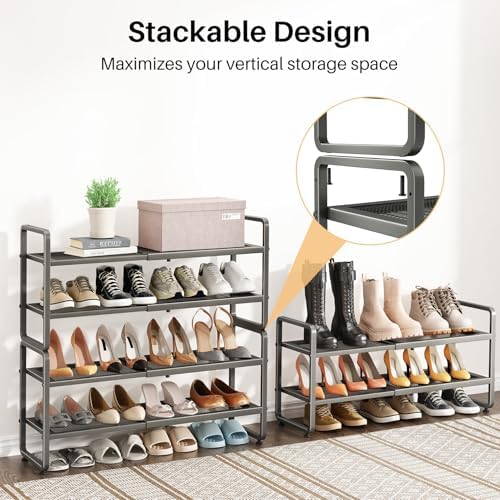 SNTD Expandable Metal Shoe Rack for Closet, Entryway & Garage, 2-Tier, Gr...