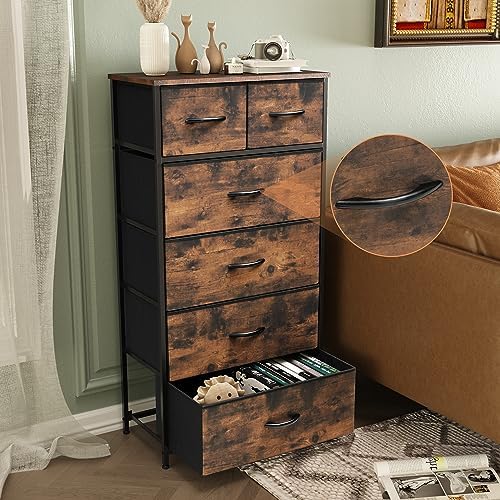 Tall Dresser for Bedroom, Fabric Storage Tower with 6 Drawers