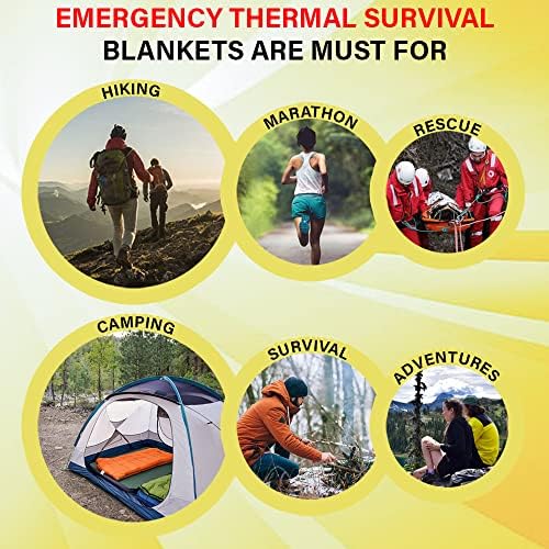 Rawyer (50 Pack) Emergency Thermal Survival Blankets, Mylar Blankets for Outd...