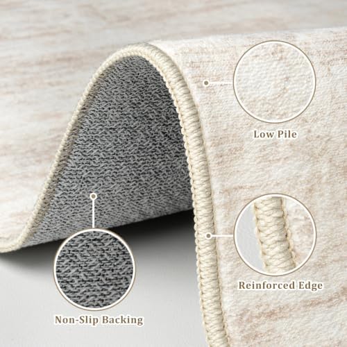 8x10 Area Rugs for Living Room Washable Rug Neutral Abstract Beige Carpet