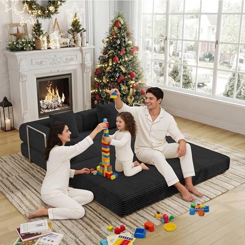 BSHOMGI Convertible Futon Sofa Bed, Boneless Couch for Living Room,Modular Fu...
