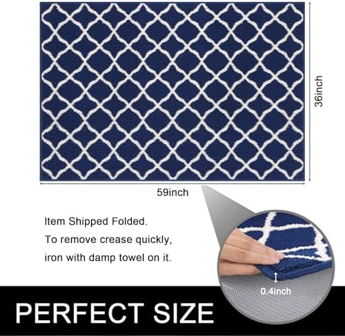 SHACOS Large Door Mat 3'x5' Indoor Washable Front Door Mats, Navy Blue