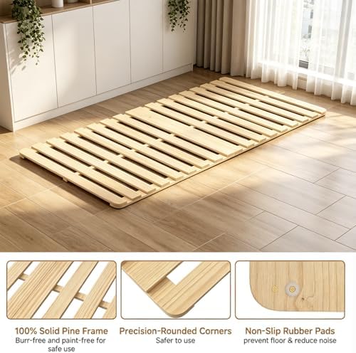 LILYPELLE Twin Floor Bed Frame, Foldable Tatami Bed Frame Futon Frame