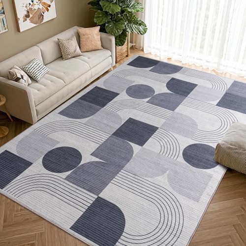 Soft Modern Geometric Abstract Large Machine Washable 5x7 Area Rug