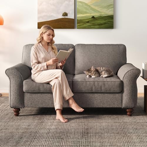 EBELLO 2 Piece Living Room Sofa Set, Wood Frame and Sturdy Legs, Modern Uphol...