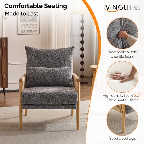 VINGLI Boho Braid Accent Armchairs Set of 2,Mid-Century Modern Chiars with So...