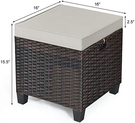 RELAX4LIFE 2-Piece Patio Ottoman Set - Wicker Footstools, All Weather PE Ratt...