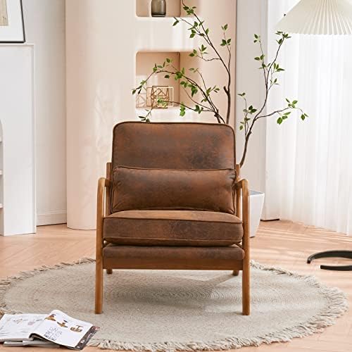 Bonnlo Microfiber Rustic Accent Chairs Set of 2, Upholstered Mid Century Mode...